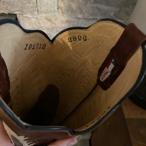 Brown and Navy Custom Rios of Mercedes Cowboy Boots - Picture 5 of 6